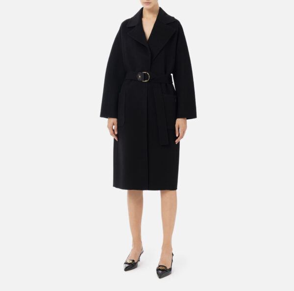 Cappotto vestaglia in lana Nero Elisabetta Franchi